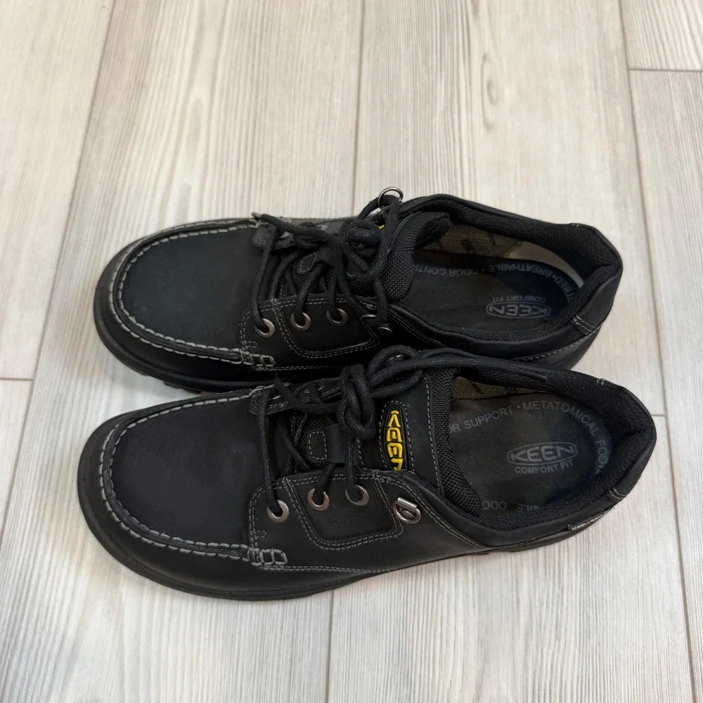 NEW Keen Nopo Lace Mens 8 Black Leather Waterproof Hiking Shoes 13025-BLCK